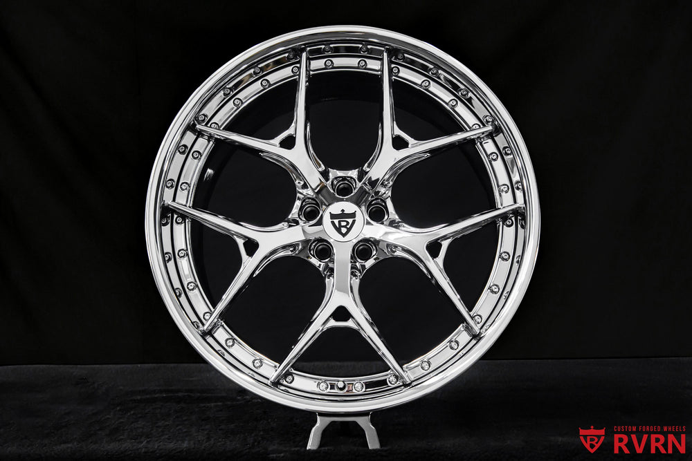 2019 Mercedes 63 GLE AMG on RVRN RV-DR08D Y spoke custom forged wheels with all chrome finish, 22x10.5 front and 22x12 rear fitment