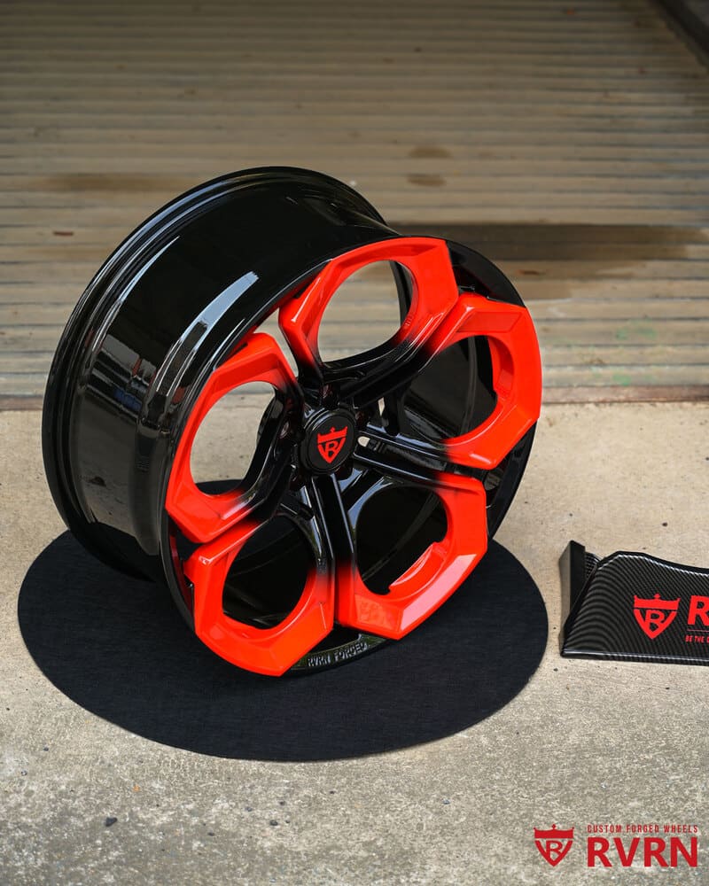 RVRN branded center cap on custom Audi RS5 forged wheel