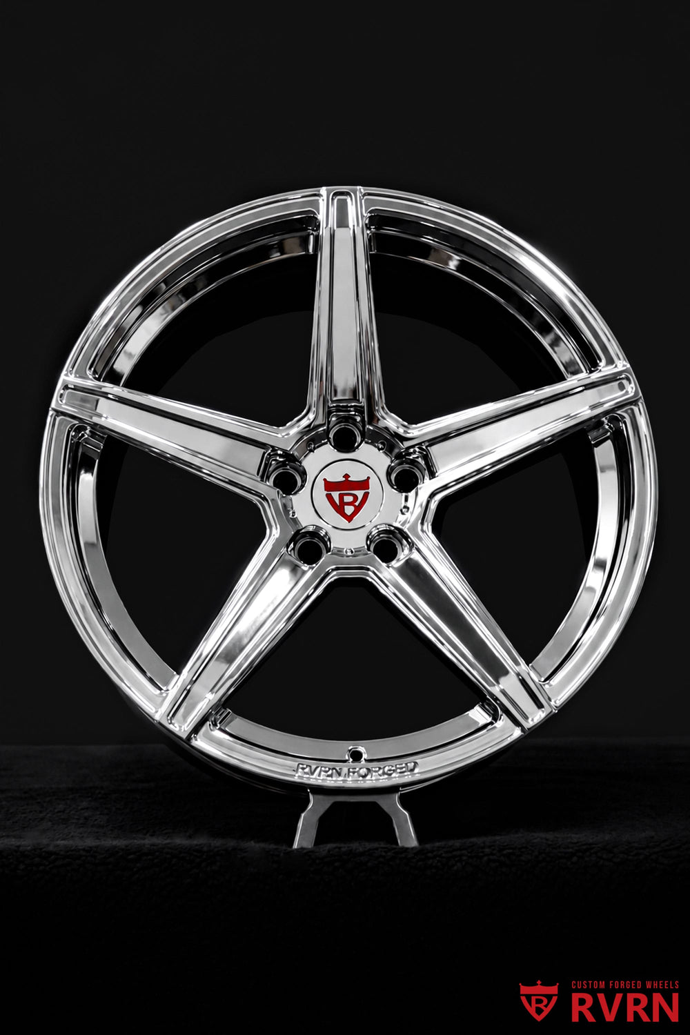 Close-up of RVRN RV-MB559 5-spoke forged wheel design built for Corvette C8 Stingray custom applications