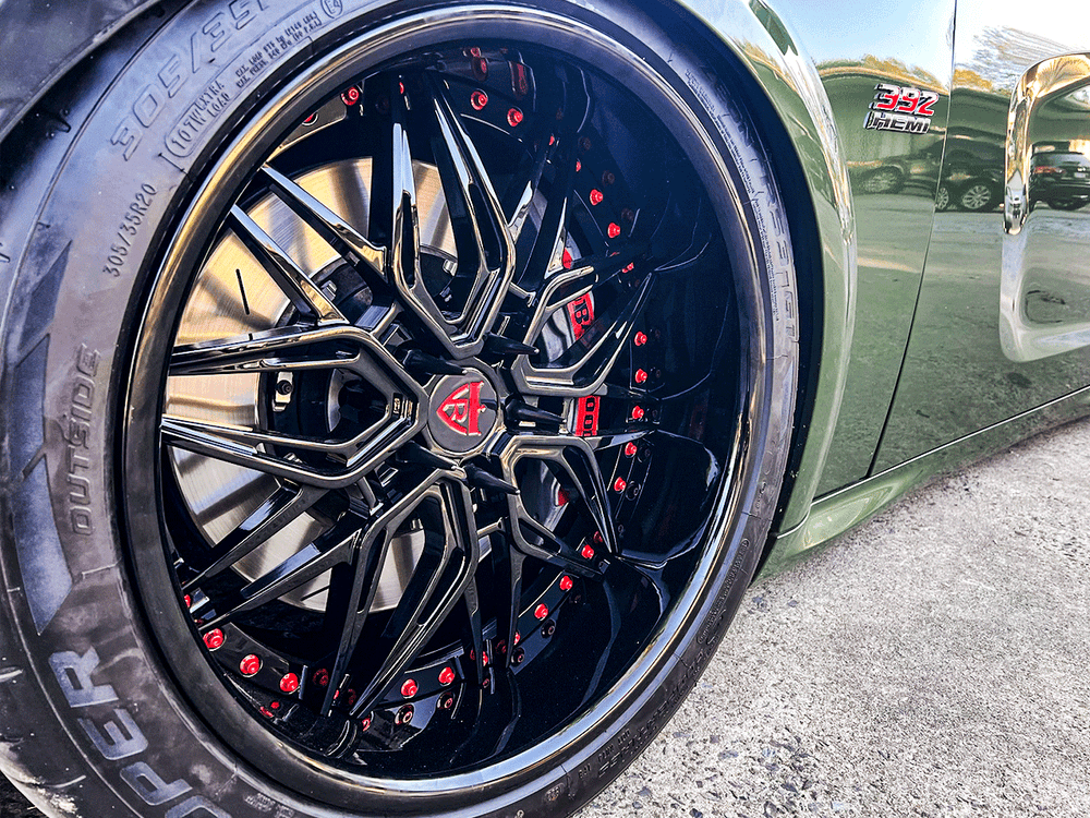 custom black dodge charger wheels with 20x11 setup, build a set of deep dish and black rims for your charger scat pack widebody