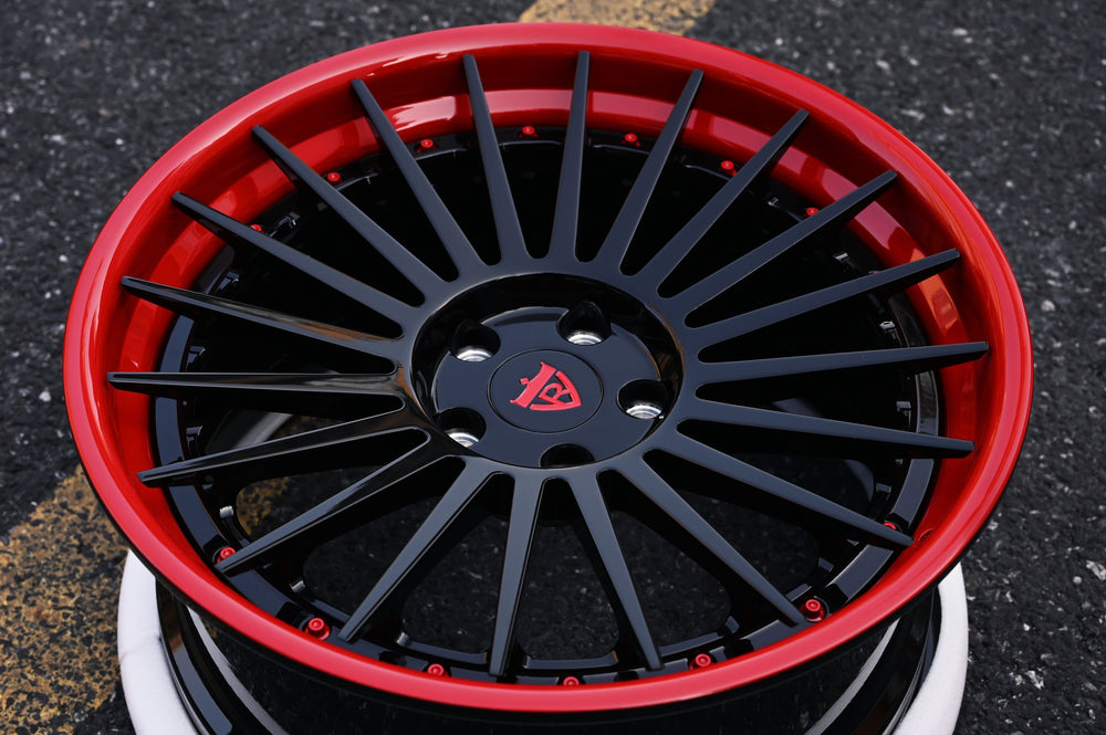 2020 BMW M4 on RVRN RV-TR66 forged wheels in Gloss Black Spoke and RVRN Red Lip and RVRN Red Screws (photo 06)