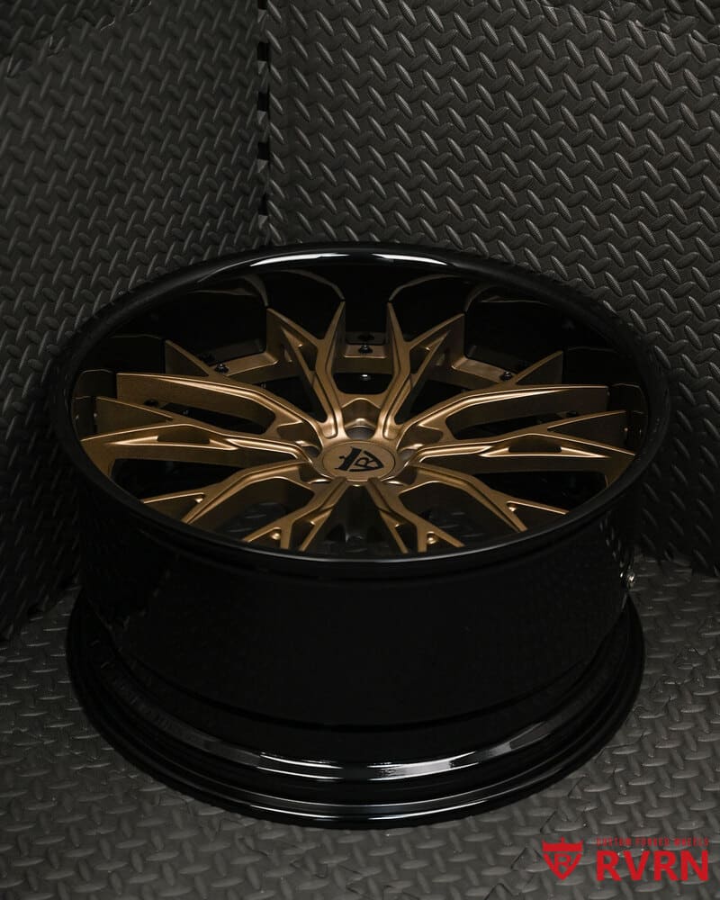 RVRN custom deep dish wheels from rear angle on BMW 8 Series