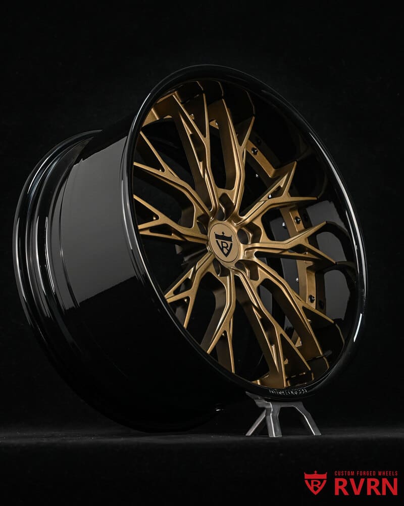 Close-up of deep dish lip on custom forged BMW wheels