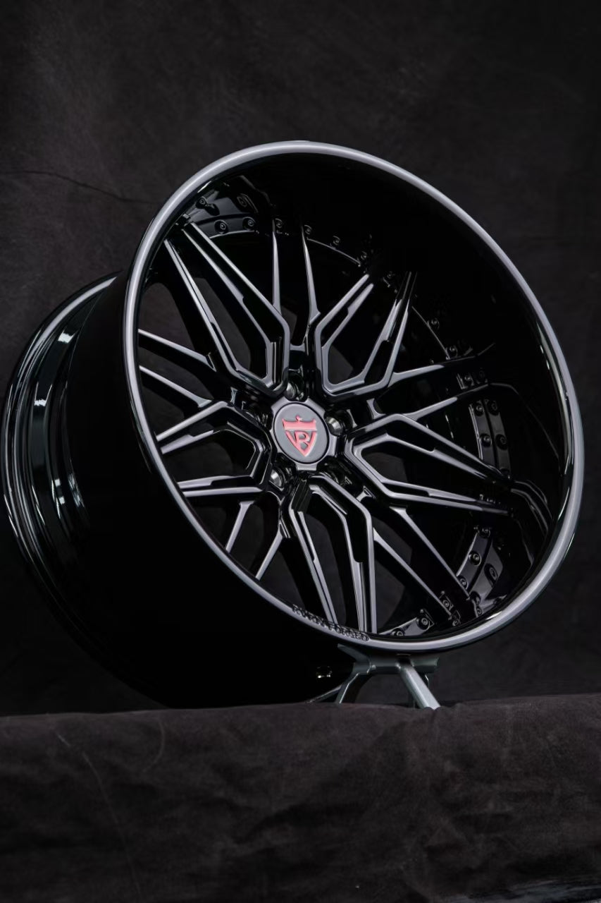 2021 Dodge Charger Hellcat Redeye Widebody Custom Deep Dish Black Forged Wheels: RV-T081