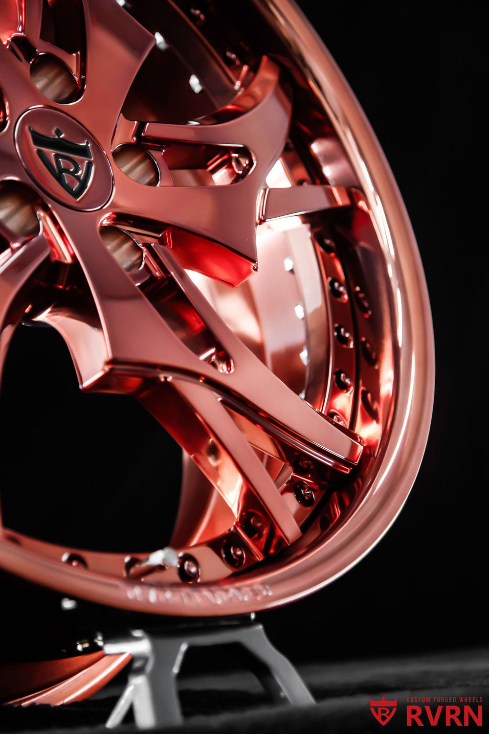 RVRN RV-DC39 polished rose gold rims fitted to a 2021 Kia Telluride, custom 20x8.5 +35MM forged wheel fitment