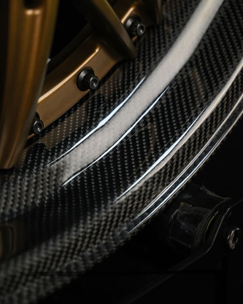 Two piece wheels Porsche Cayman RV-T081 step lip carbon fiber side view