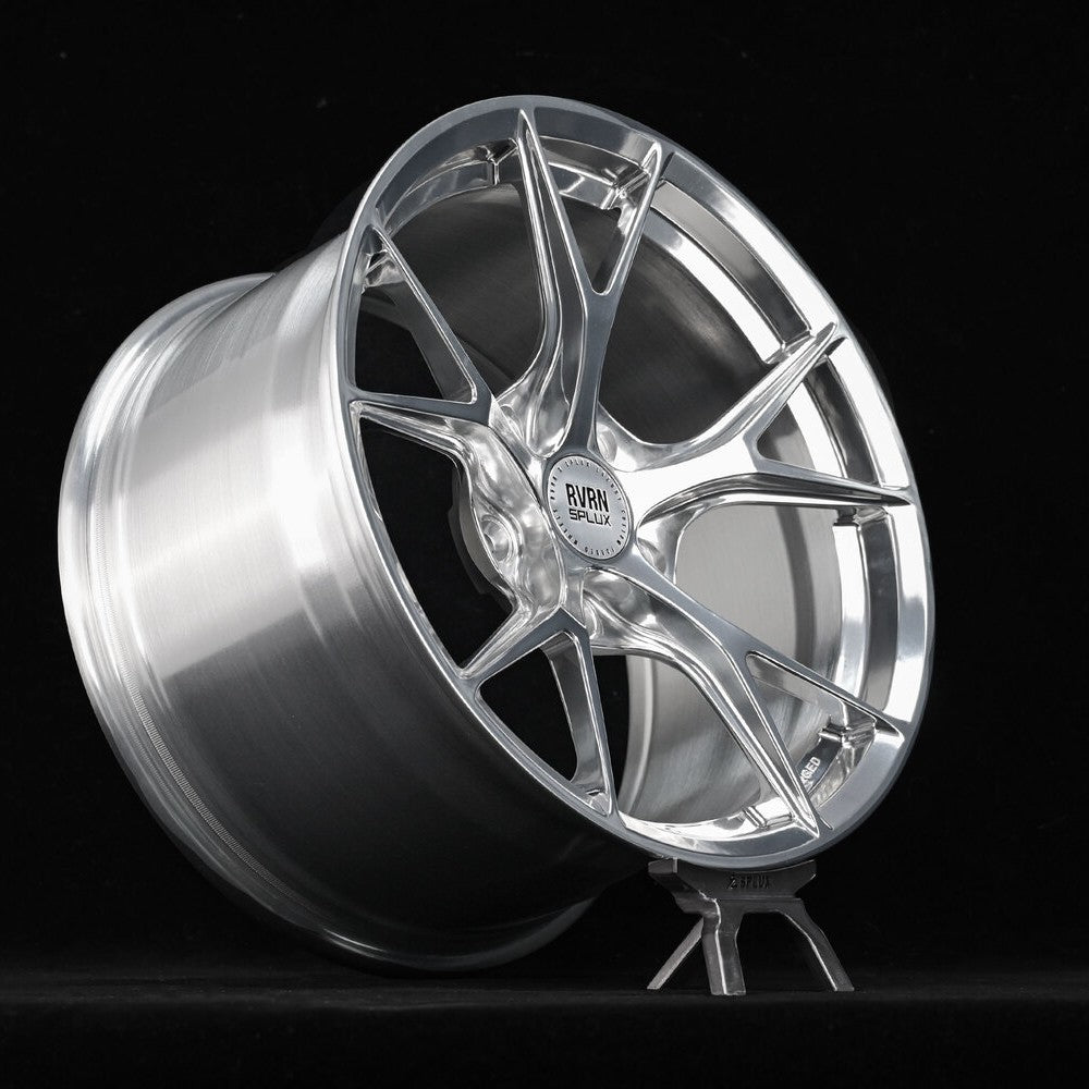 Custom Porsche Cayman wheels RV-MR05T polished forged 18x9 front view
