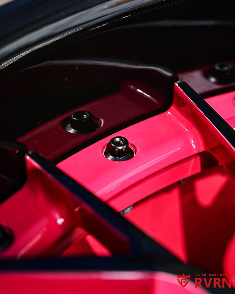 Dodge Charger Widebody fitted with pink deep dish rims