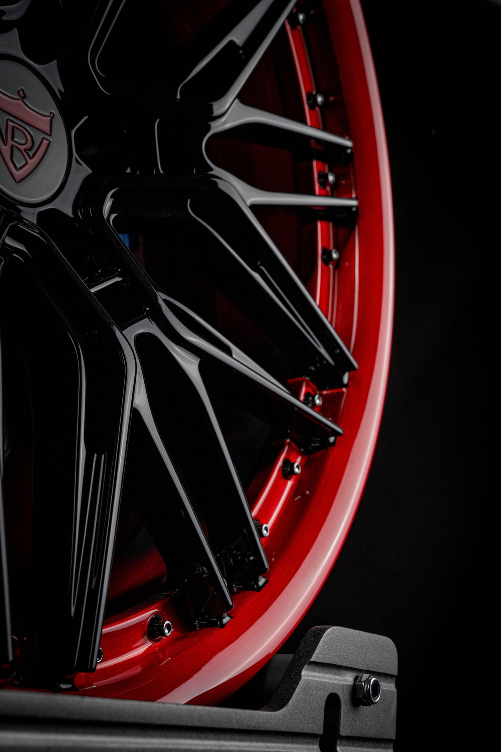 2021 Ford Shelby GT500 red and black custom forged wheels by RVRN Wheels