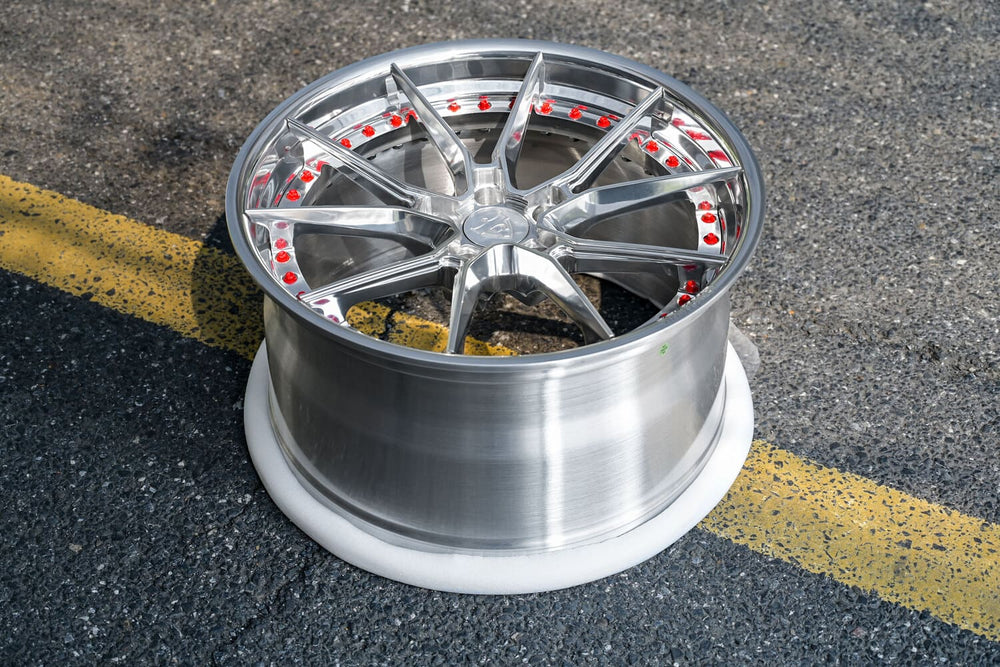 Front angle of C8 Corvette custom wheels RV-DB082 in 19x8.5/20x11