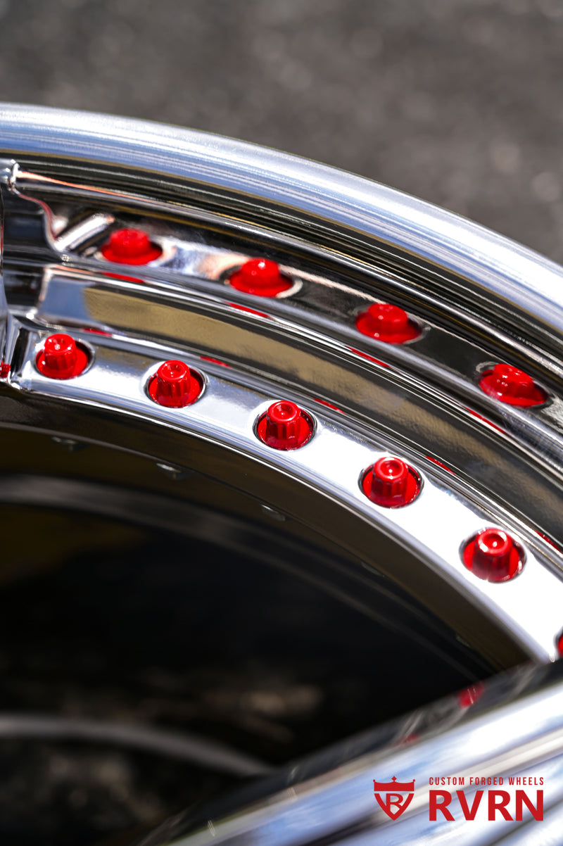 2022 Corvette C8 wheels RV-DC19 full chrome forged deep dish with red screws