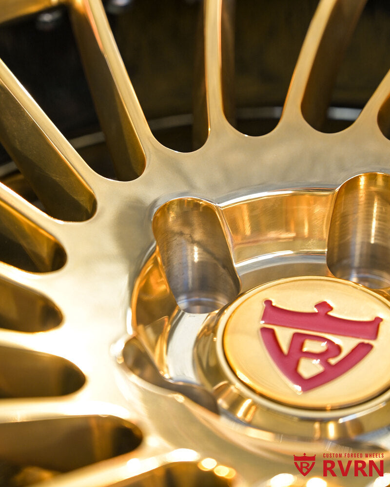Dodge Charger deep dish rims RV-DN01 chrome and gold detail