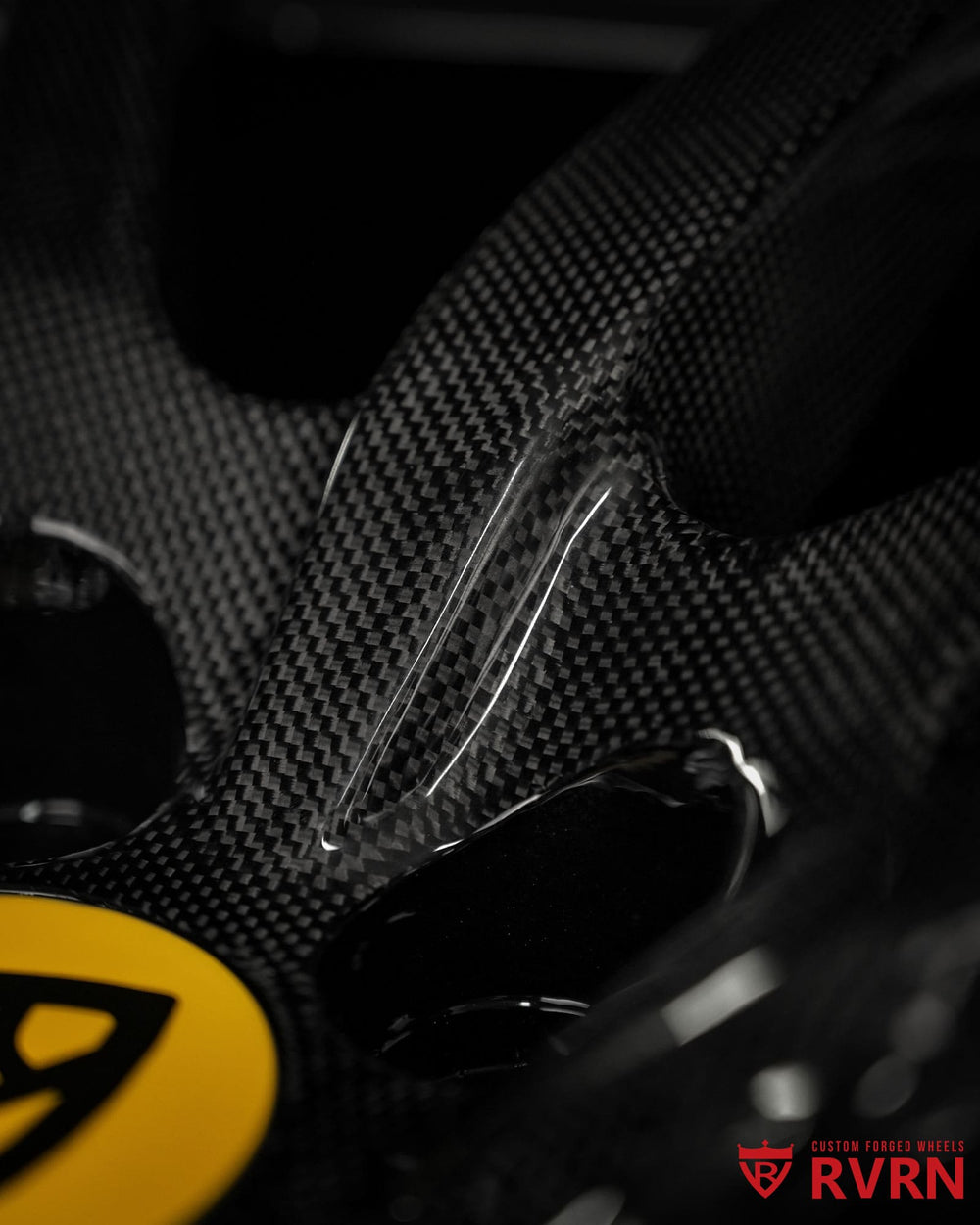 RVRN custom Ferrari forged wheels detailed machining carbon fiber spoke integration concave profile