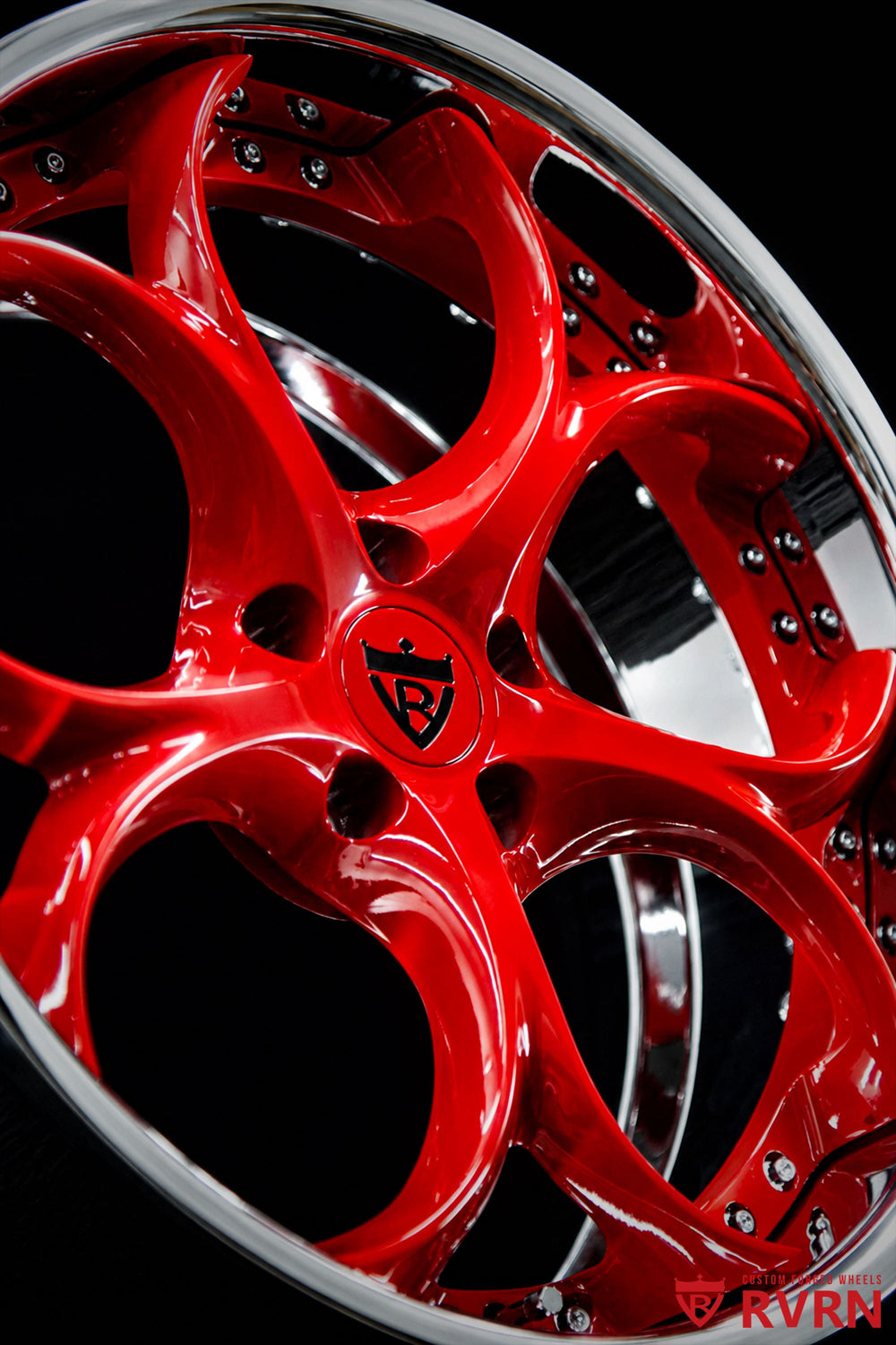 Close-up of Genesis G70 RV-DS016 forged wheel fitment with 20x9 +28MM front and 20x10.5 +38MM rear custom specifications.