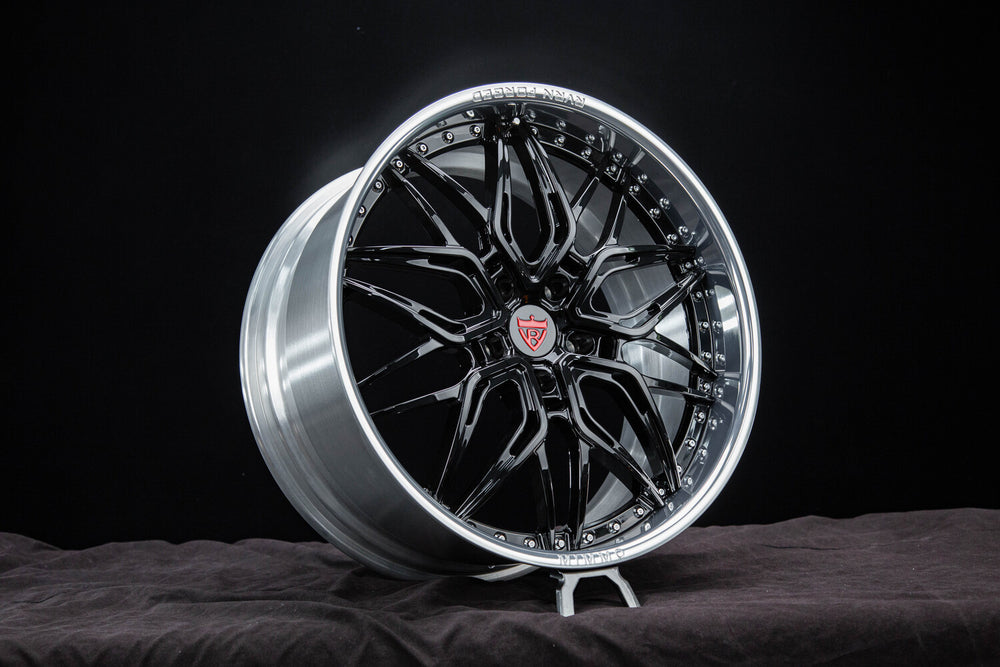 Side profile of custom 22x10/22x11 RV-T081 forged wheels on Porsche Taycan