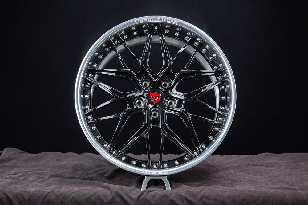 	Close-up of polished aluminum finish on RV-T081 Porsche Taycan wheels