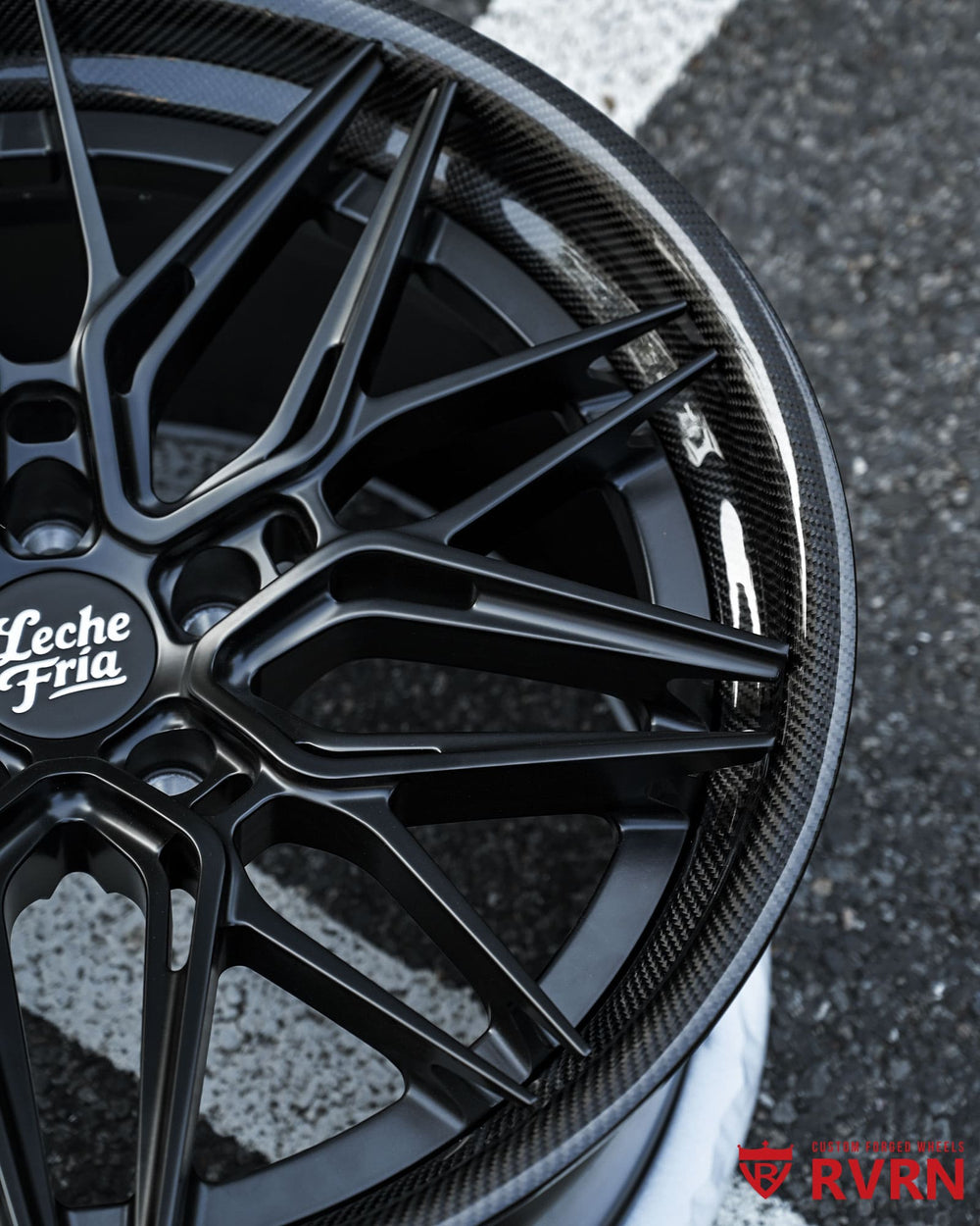 Deep concave Tesla Model S wheels by RVRN Wheels with matte black spoke and barrel finish