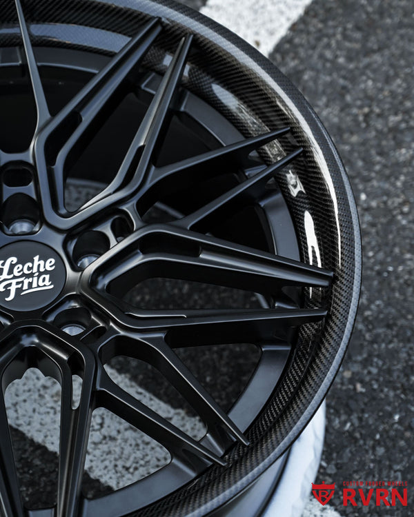 Deep concave Tesla Model S wheels by RVRN Wheels with matte black spoke and barrel finish