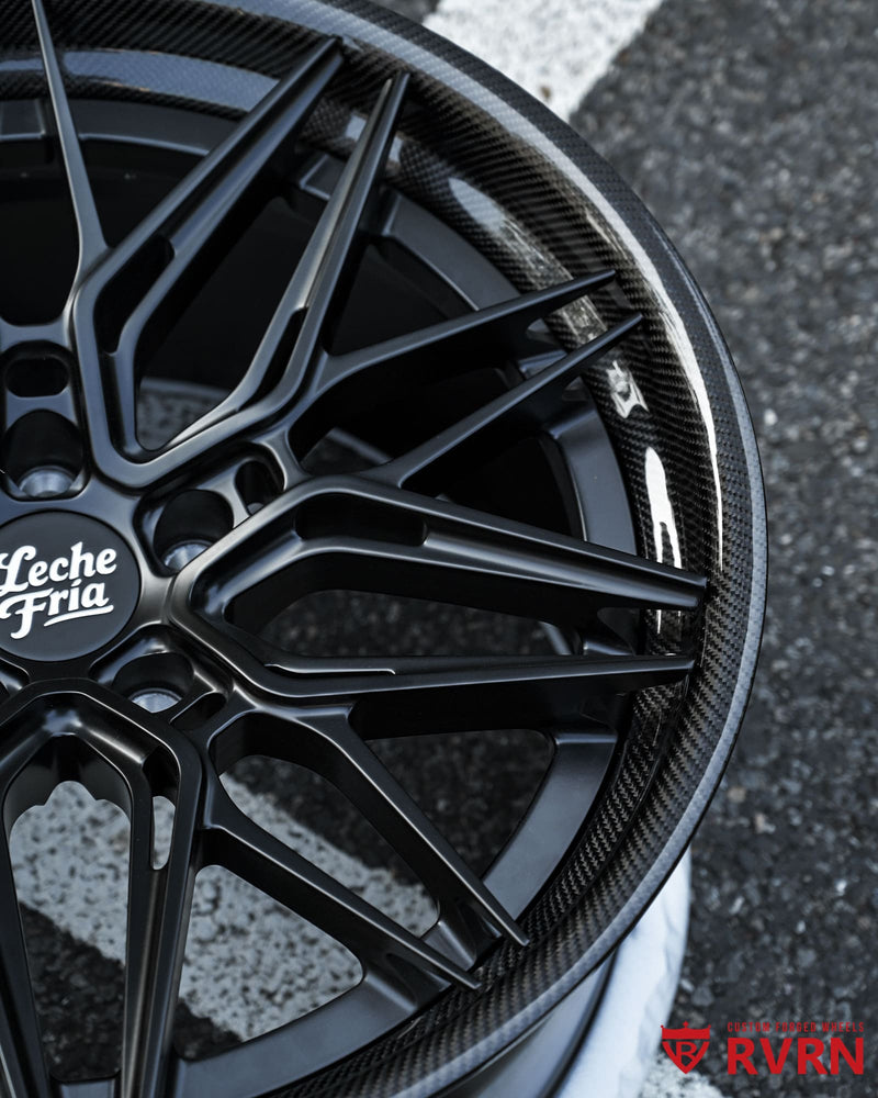Deep concave Tesla Model S wheels by RVRN Wheels with matte black spoke and barrel finish