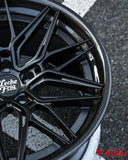 Deep concave Tesla Model S wheels by RVRN Wheels with matte black spoke and barrel finish