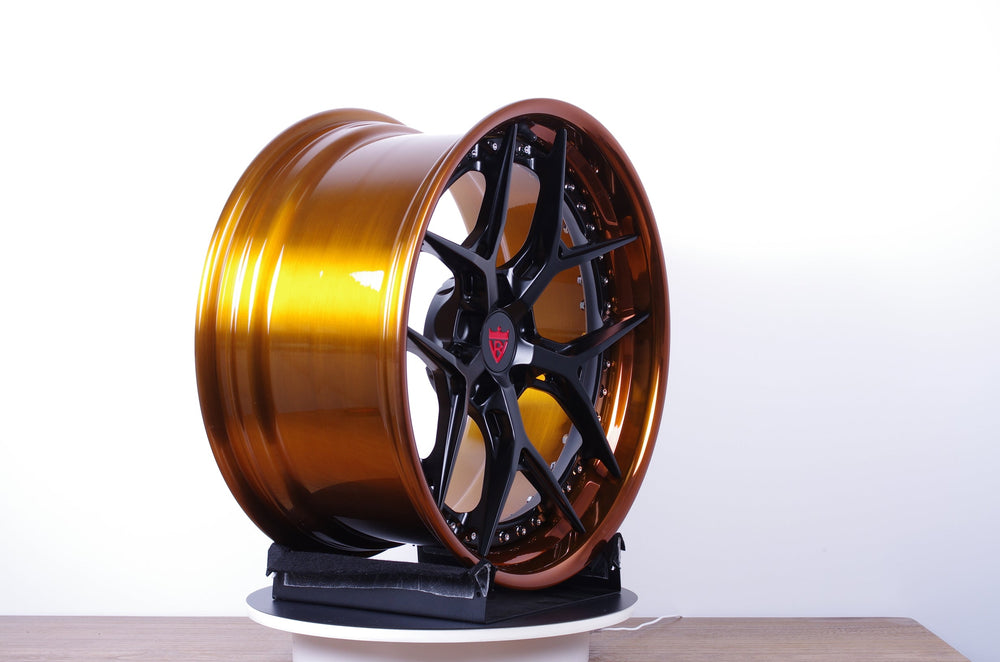 2022 Chevrolet Camaro on RVRN RV-DR08 forged wheels in Flat Black Spoke with Polished Bronze Barrel (photo 02)