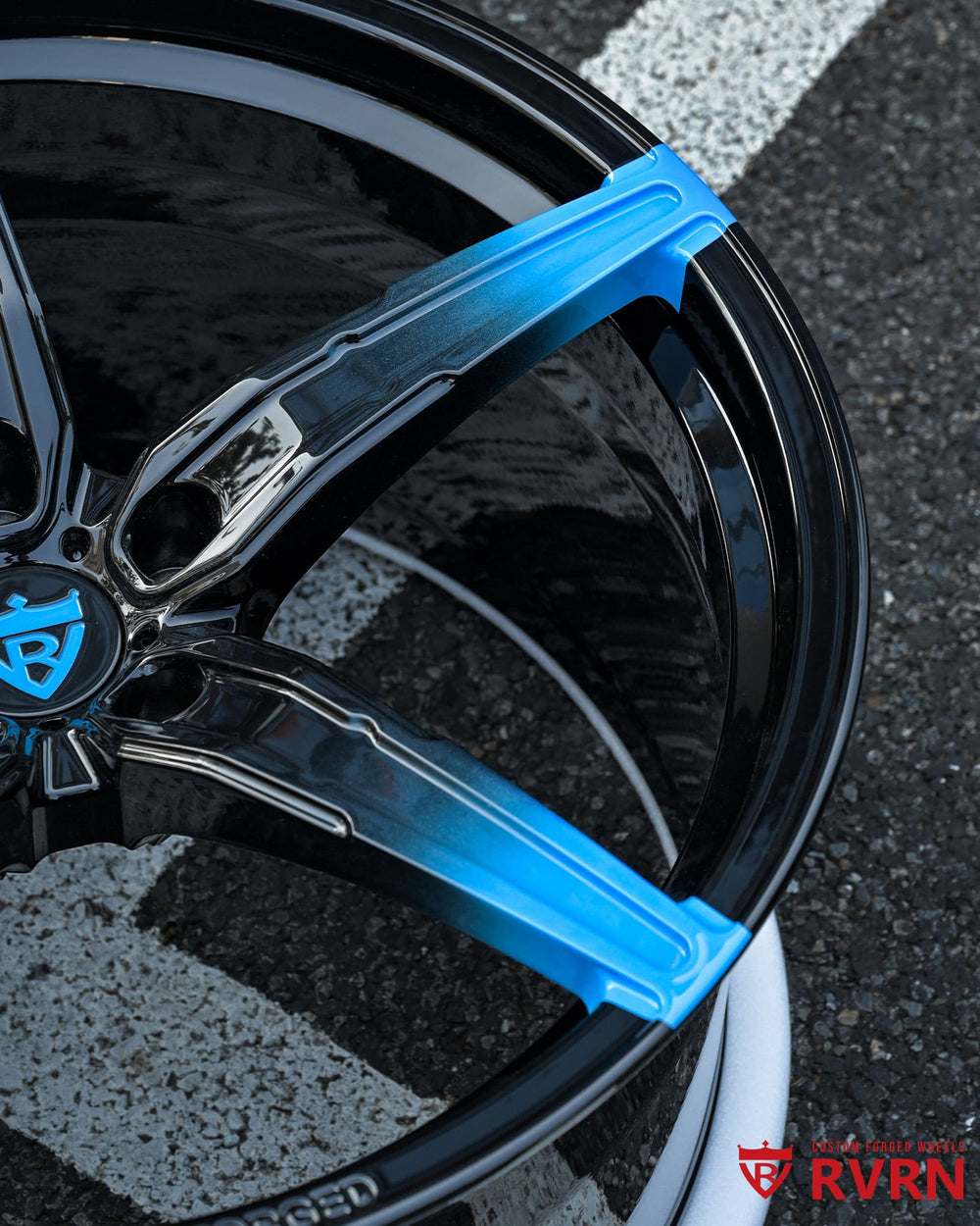 Custom Corvette C8 forged wheels by RVRN in 20x9 front and 21x12 rear sizes with 5-spoke styling