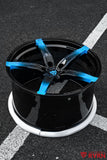 Corvette C8 wheels featuring RVRN RV-MJ201 5-spoke forged design with Gloss Black and Rapid Blue finish