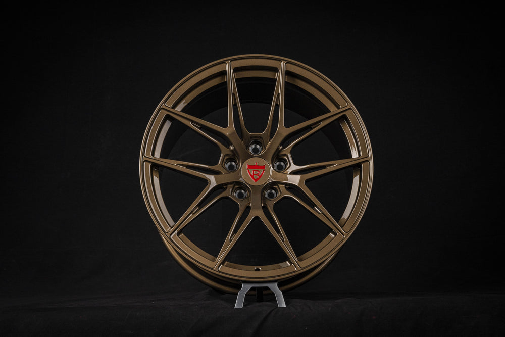 Detailed view of custom forged bronze wheel design for 2023 Camaro
