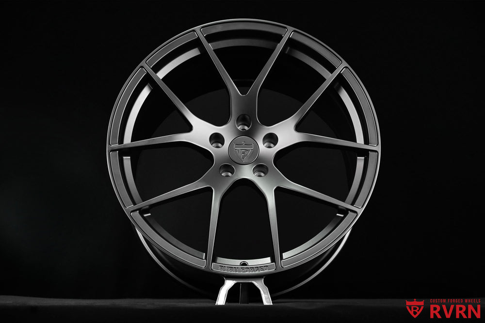 RVRN RV-MC24 Corvette C8 OEM replacement style wheels with custom forged aluminum construction and matte black finish