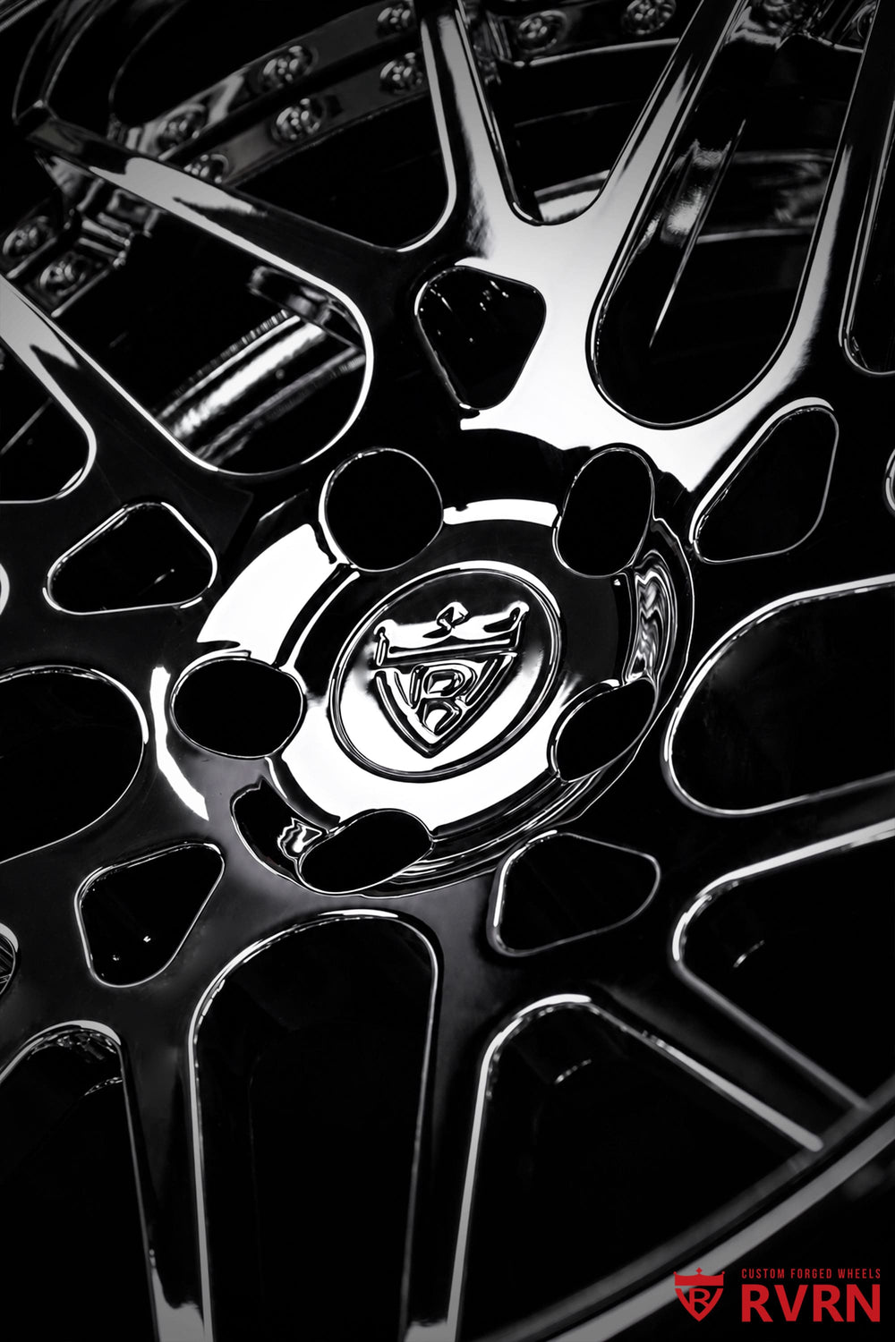 RVRN RV-DC11 rear chrome wheel for a 2023 Chevy Corvette C8 Stingray Z51, custom 20x11 size with -53MM offset and OEM brake setup