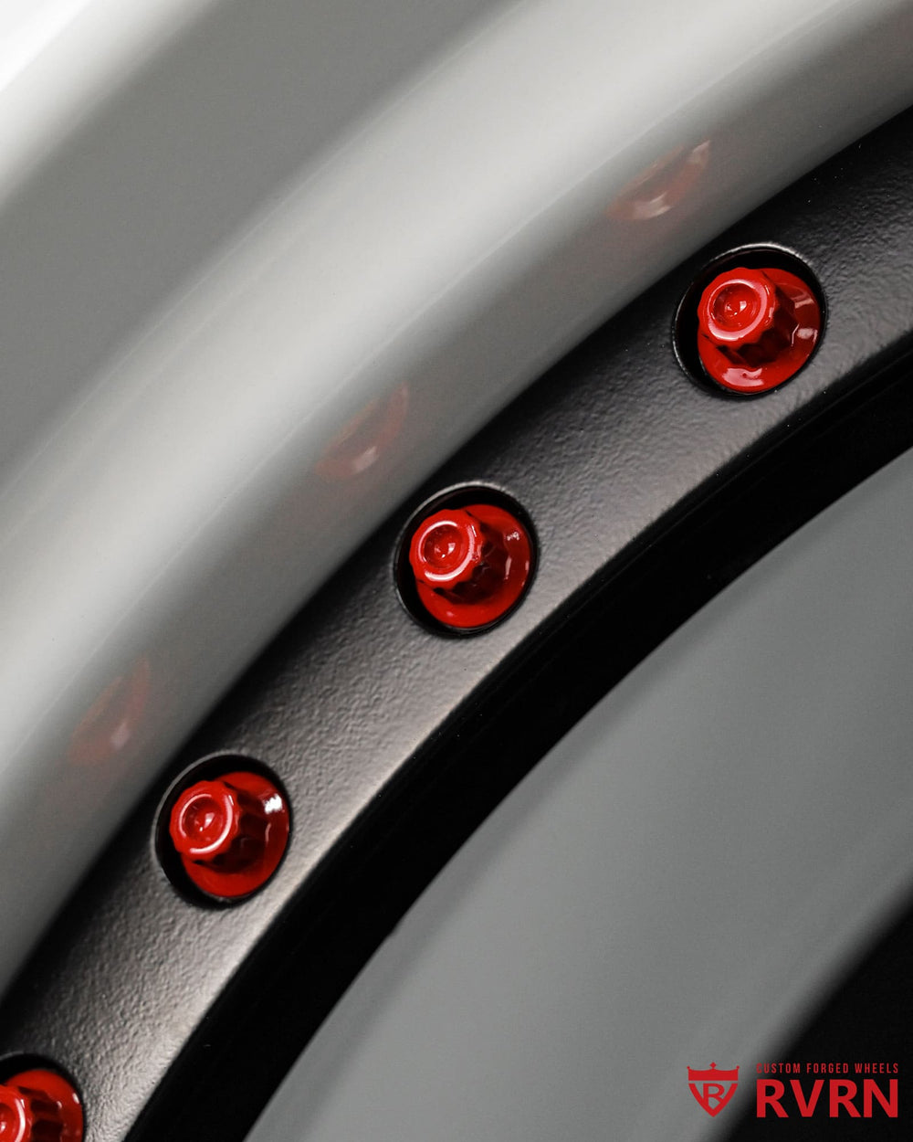 Black and white Dodge forged wheel design featuring deep concave 5 spoke styling by RVRN Wheels