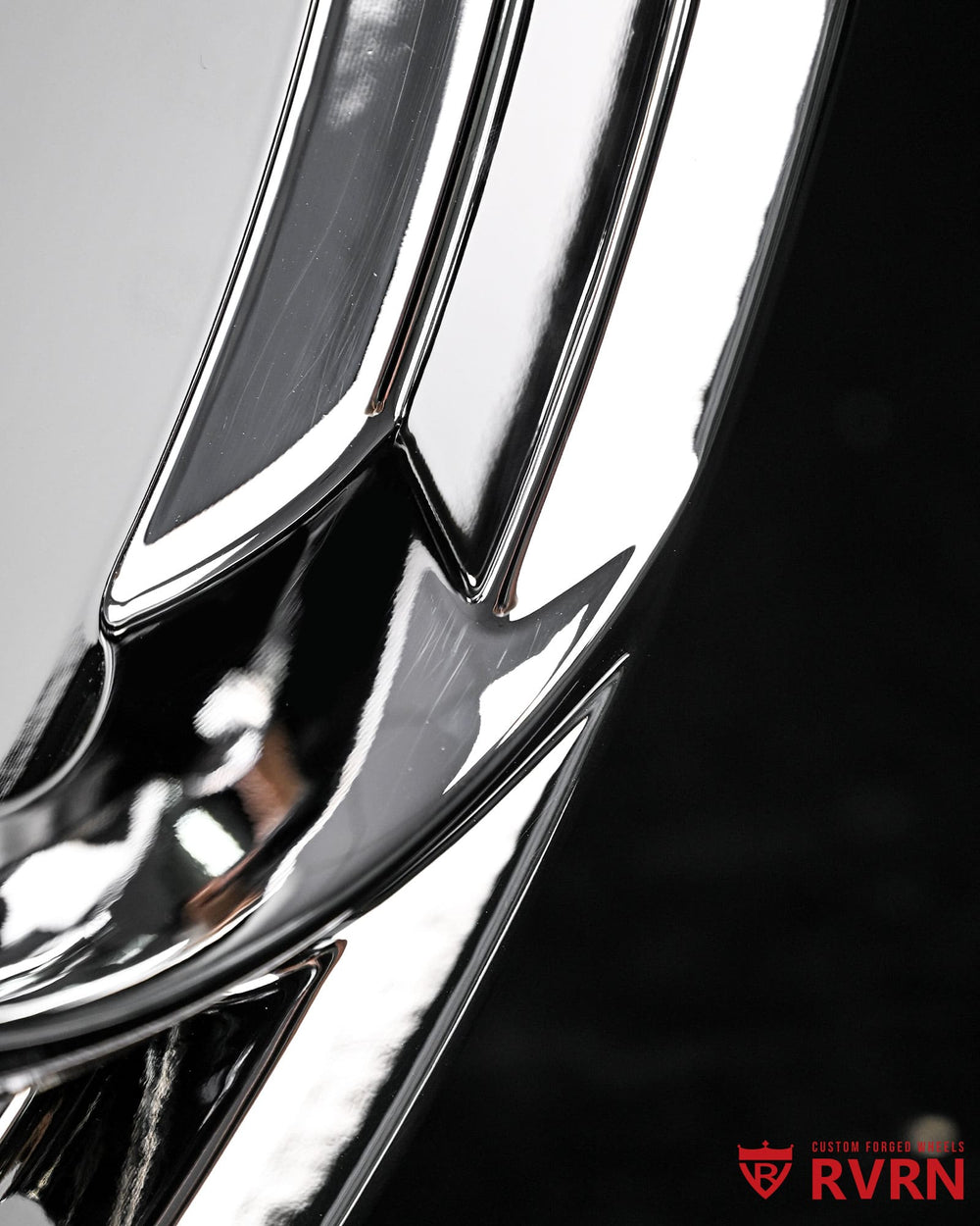 Full chrome surface finish detail on RV-MS016 forged truck wheels