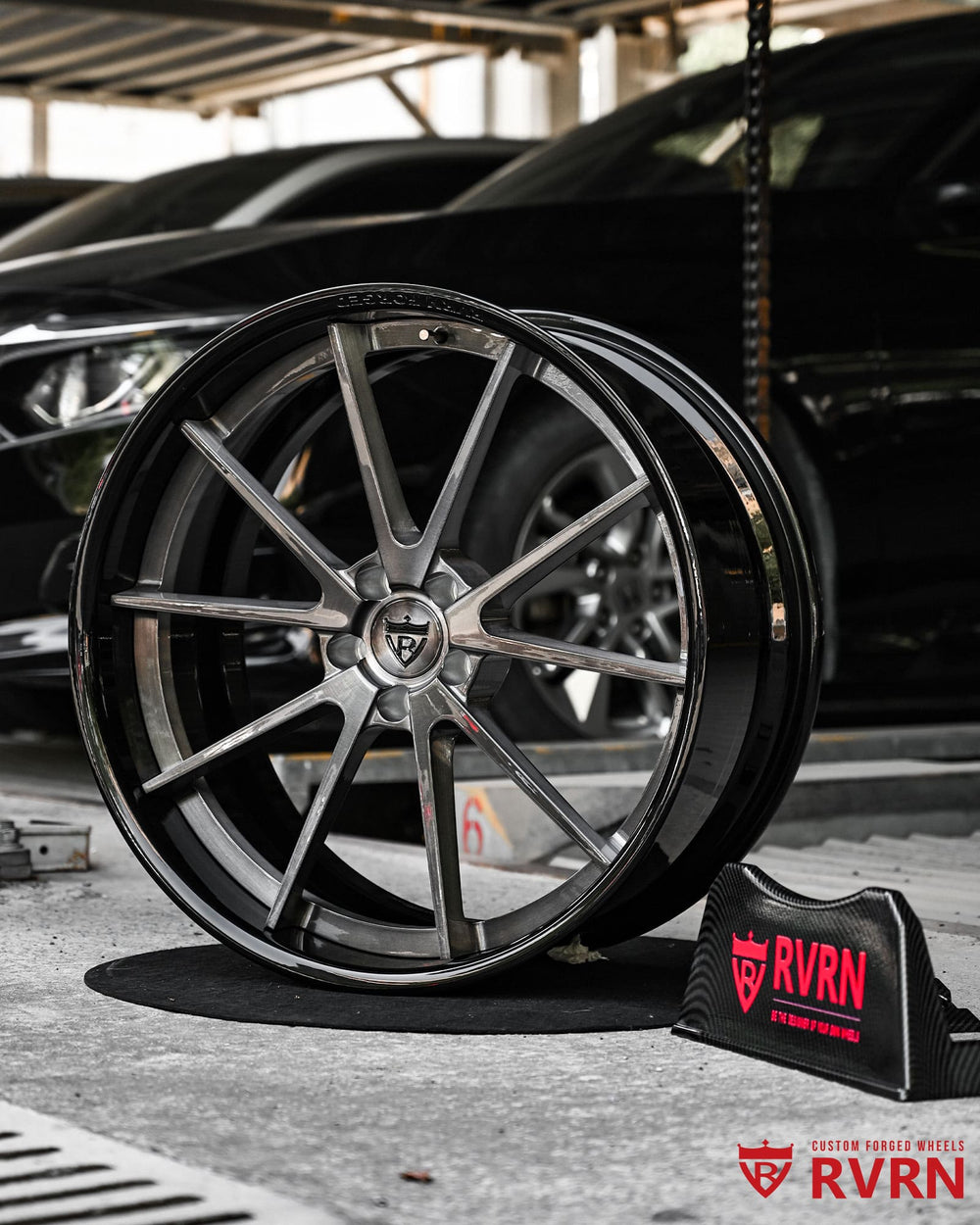 Gloss black barrel and brushed black spoke RV-DC02 for Audi RS Q8, design-your-own forged wheels