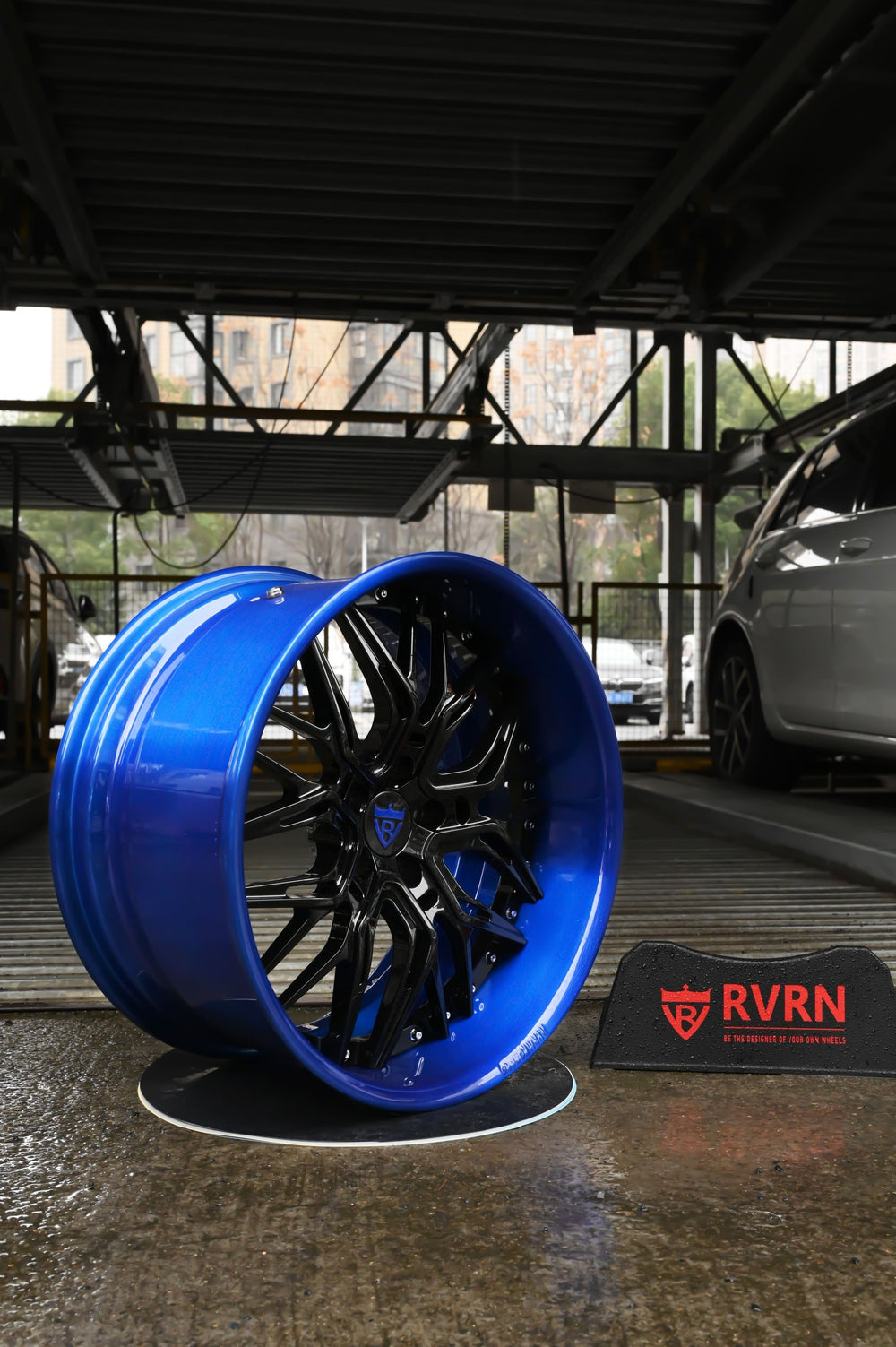 2023 BMW M3 Competition xDrive on RVRN RV-T081 forged wheels in Gloss Black Spoke with Transparent Blue Barrel (photo 04)