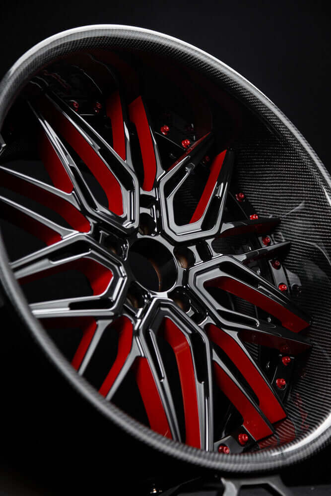 Close-up of forged RV-T081 wheel design on 2023 Campagna Motors T-Rex