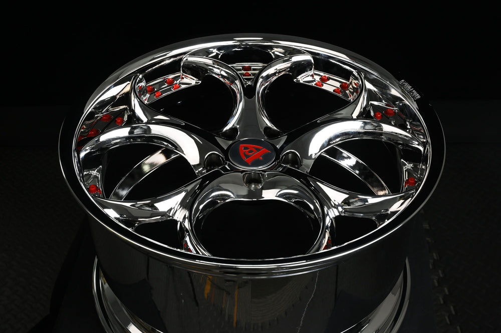 2023 Corvette C8 Z51 on RVRN RV-DS016 forged wheels in Chrome Spoke and Barrel with Red Screws (photo 03)