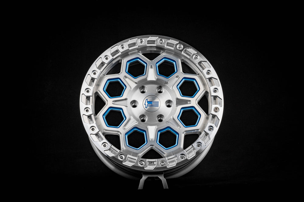 Blue window accent RV-MN284 custom wheels for 2023 Ford F150 Lightning forged 20-inch