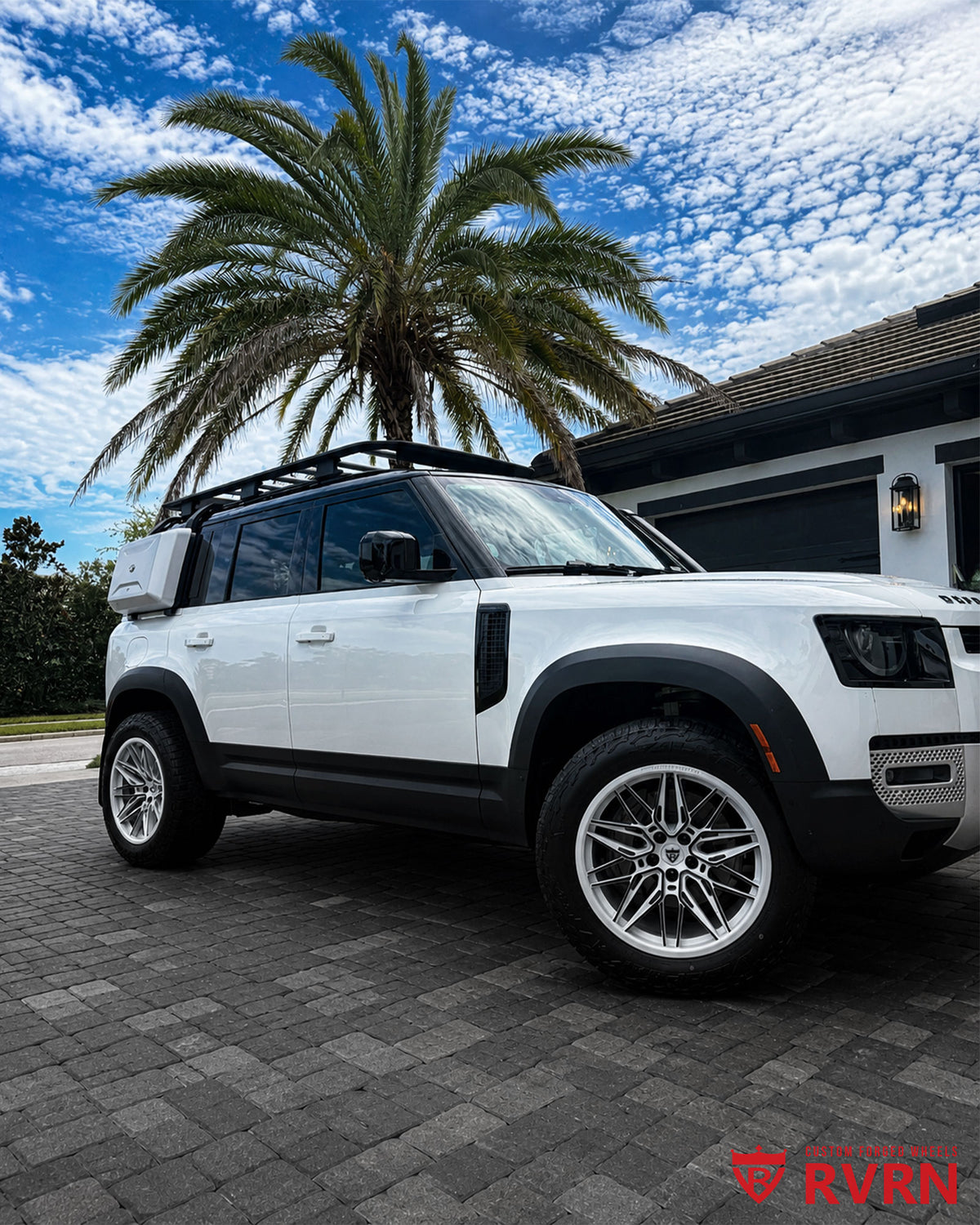 2023 Land Rover Defender 110 on RV-MS808 gloss black and pearl white forged monoblock wheels
