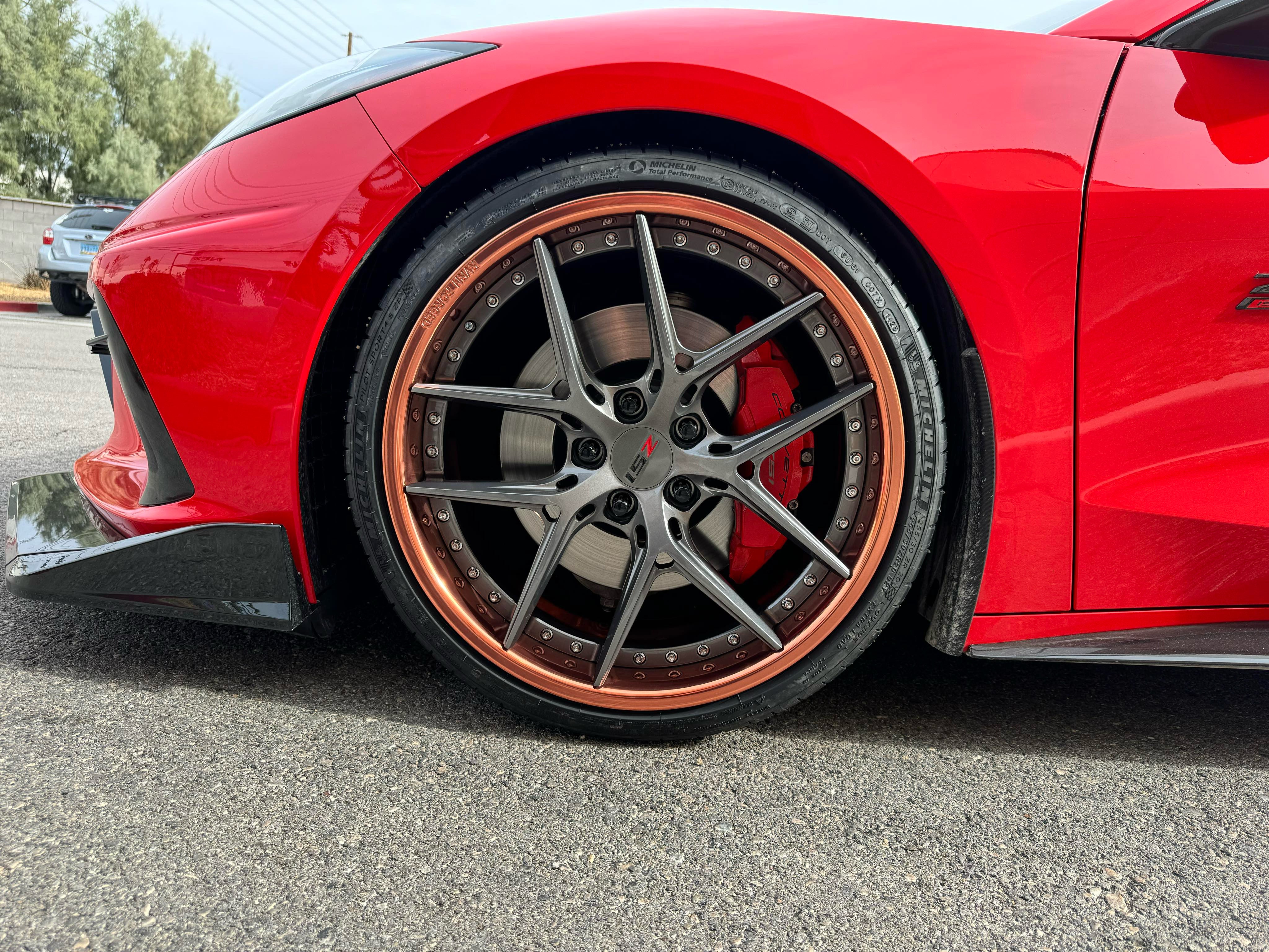 Corvette C8 Rims-Rose Gold and Gunmetal Custom Forged 2-Piece Wheels-RVRN RV-DR08D