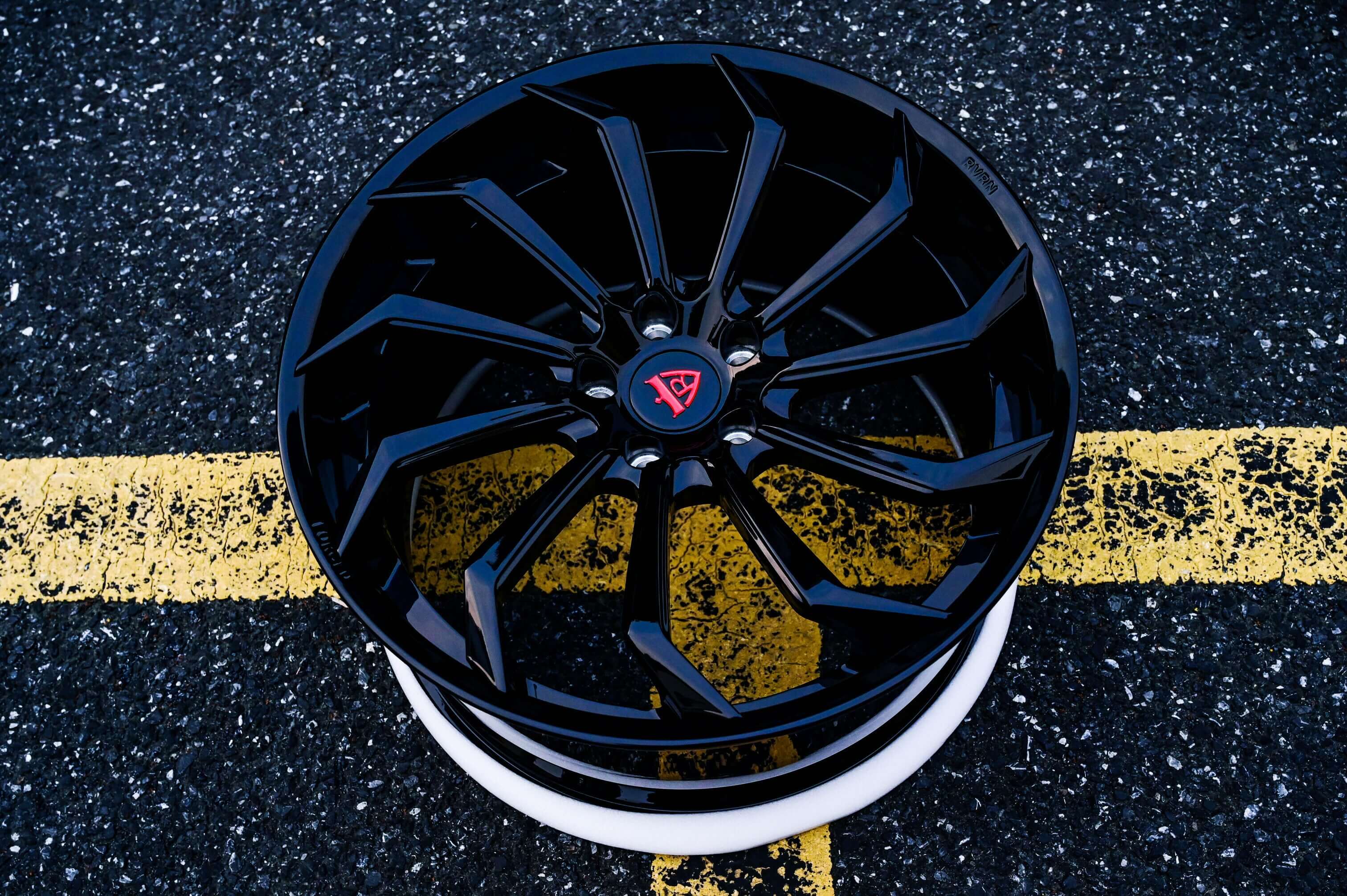 RVRN aftermarket wheels for 2023 Corvette C8 Stingray, Z51 with a gloss black finish