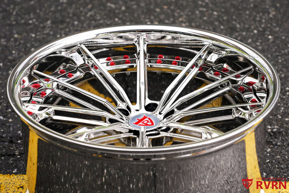 Rear view of RV-DC29 concave wheels fitted on Corvette Z06