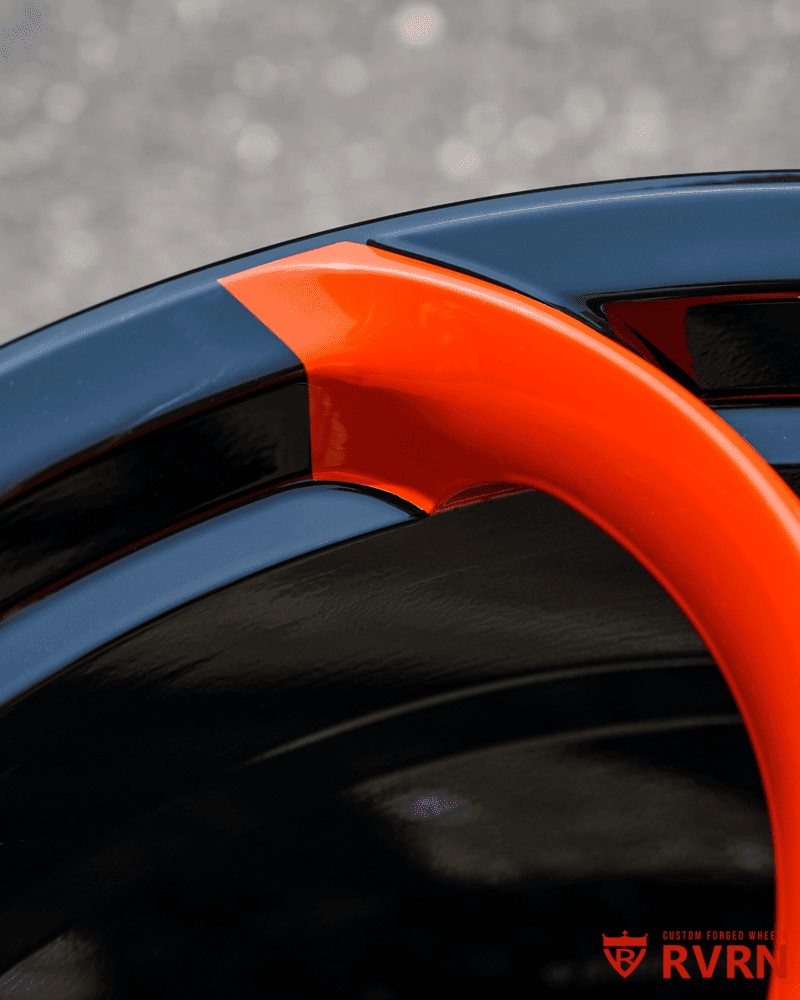 Gloss black barrel detail on custom Corvette forged wheels