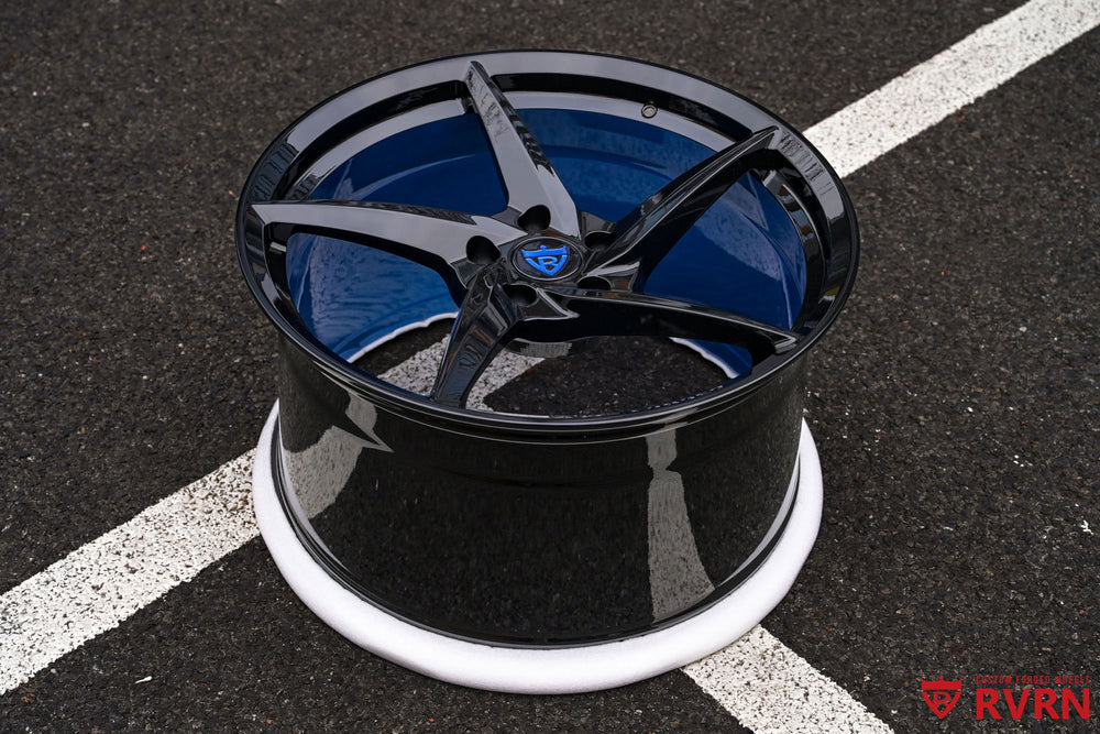 2024 Corvette C8 Z51 on RV-MC35 forged wheels, 20x9 front and 21x12 rear staggered setup, flush fitment concave 5 spoke design