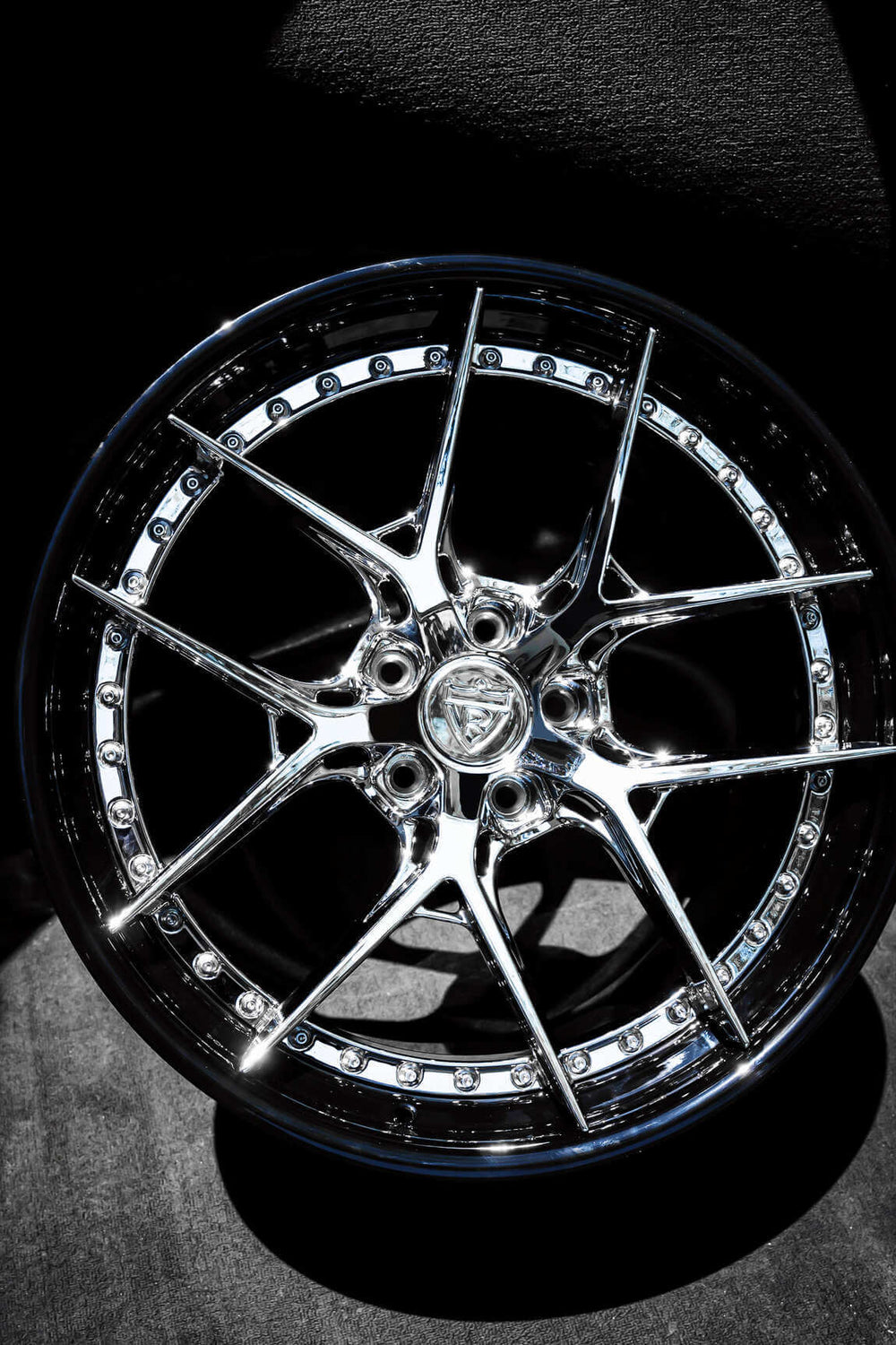 2024 Corvette C8 Stingray RV-DR08 Chrome Black Custom Forged Wheels by RVRN Wheels