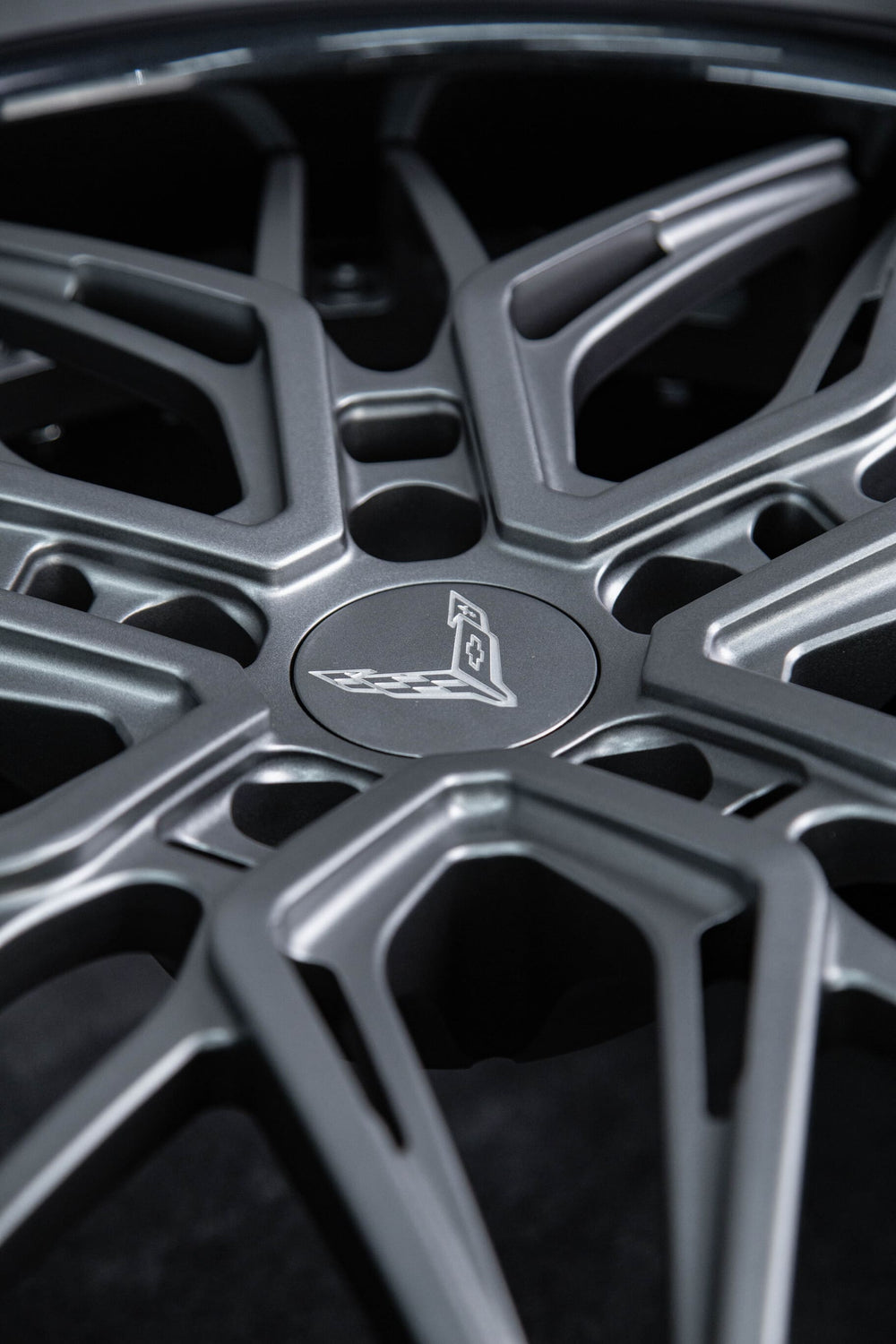 Matte gunmetal wheels on 2024 Corvette C8 Z51 stock brakes