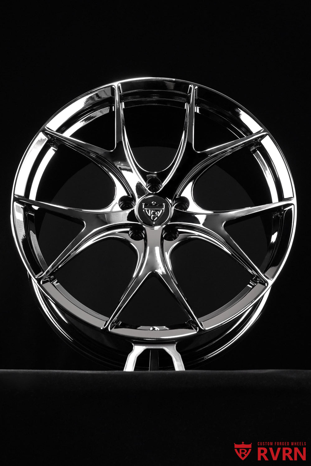 Front three-quarter view of a 2024 Mercedes Benz CLE 300 Convertible 4Matic on RVRN RV-MR05 Y-spoke forged wheels in black chrome, 20x8 front and 20x10 rear