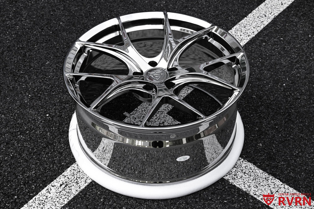 2024 Mercedes Benz CLE 300 Convertible 4Matic on RVRN RV-MR05 custom forged wheels with Y-spoke design and all black chrome finish, 20x8 and 20x10