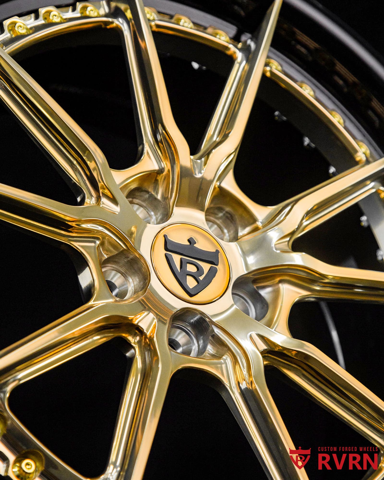 2024 Subaru BRZ TS custom wheels RV-DC05 18x8 +38 forged wheels side profile gold and black finish