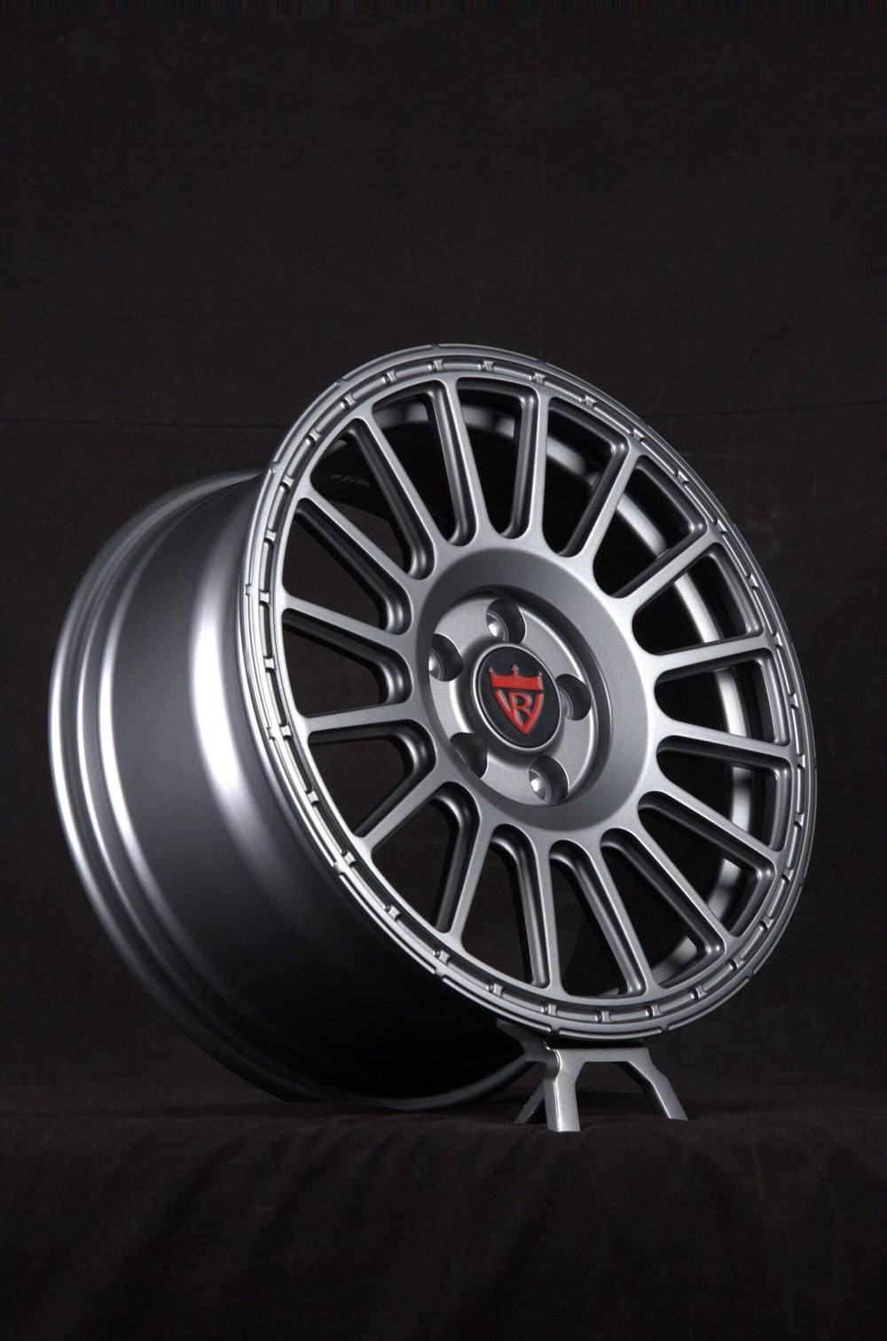 Custom 17in Toyota RAV4 Prime wheel – matte gunmetal finish, angled view