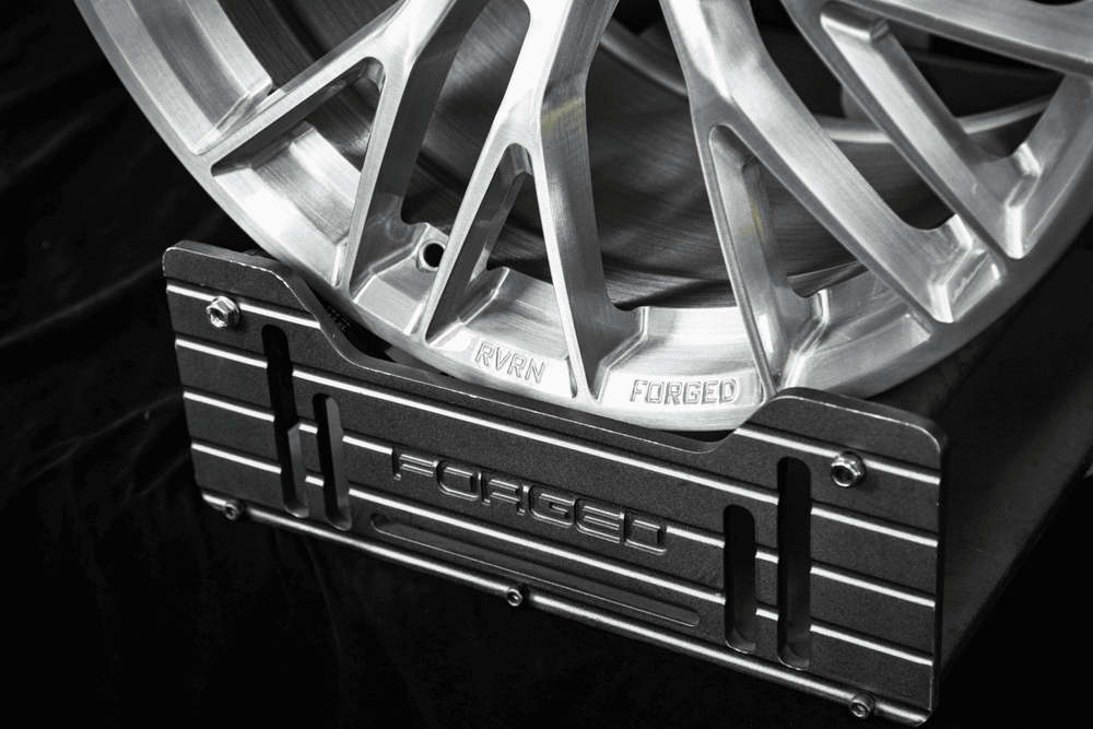 Close-up detail of forged RV-MC65 wheels on Corvette C8